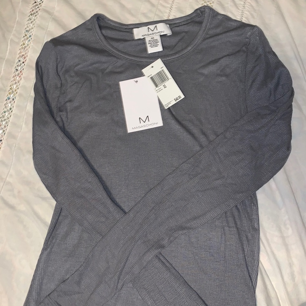 Magaschoni Grey Fitted Long-Sleeve Top
